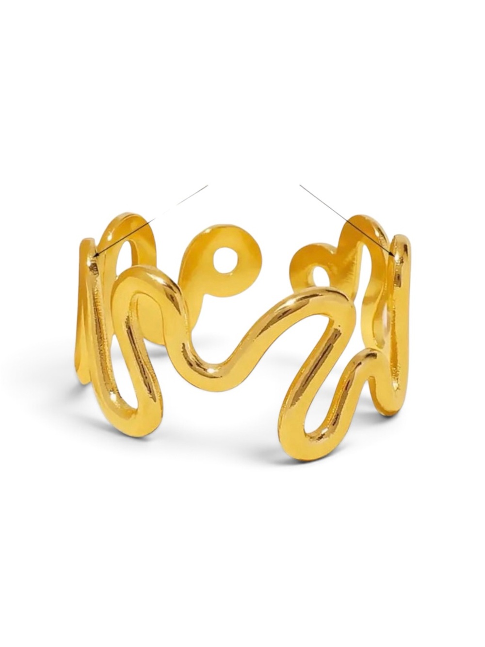18k Gold plated Wave Open Cuff Ring - Women's Fashion Jewelry